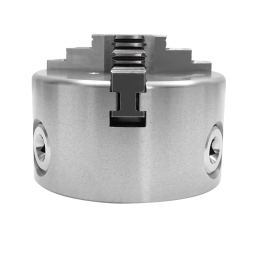 Zelfcentrerend draaikop met 3 trapvormige klemmen van 100 mm diameter en 5,5 cm hoogte, zilver met verstelbare sleutel voor de draaibank