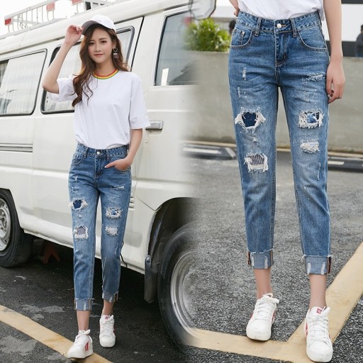 Zerrissene 3/4-Jeans für Damen