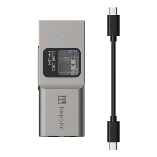 Zesilovač pro sluchátka s DAC výstupy 4,4 mm a 3,5 mm dva DAC hliníkové tělo 5,5 x 2,1 x 1,1 cm USB-C šedý pro iPhone a Android