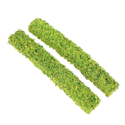 Zestaw 2 szt Modelowe krzewowe pasy 10 x 1,5 x 1 cm Zielony żywopłot Miniaturowa sceneria Diorama Modelarstwo