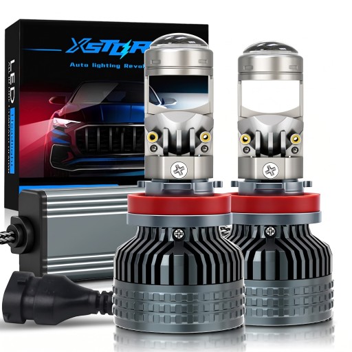 Zestaw 2 sztuk LED żarówek samochodowych H11 80 000 lm 300 W Mini soczewka projektora Zewnętrzny driver 6000 K Białe światło Do reflektorów samochodowych
