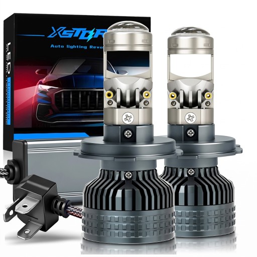 Zestaw 2 sztuk LED żarówek samochodowych H4 80 000 lm 300 W Mini soczewka projektora Zewnętrzny sterownik 6000 K Białe światło Do reflektorów samochodowych