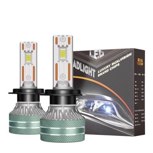 Zestaw 2 sztuk żarówek LED DUAL VISION H9 60 000 lm 180 W 12 V Białe światło Chipy na płaskiej płytce Żebrowany radiator Do reflektorów samochodowych