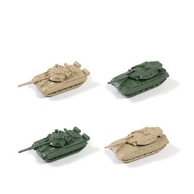 Zestaw 4 modeli sprzętu wojskowego T-80 i Merkava w skali 1:144 z plastiku ABS modele kolekcjonerskie do dekoracji i dla modelarzy