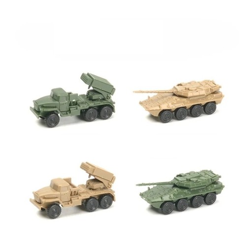 Zestaw 4 modeli wojskowej techniki BM-21 i Centauro w skali 1:144 z plastiku ABS modele kolekcjonerskie do dekoracji i dla modelarzy