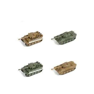 Zestaw 4 modeli wojskowej techniki Tiger i Panther w skali 1:144 z ABS plastu, modele kolekcjonerskie do dekoracji i dla modelarzy
