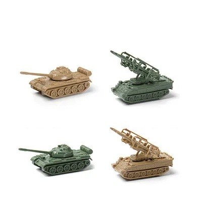 Zestaw 4 sztuk modeli wojskowej techniki czołg 59 i SA-6 w skali 1:144 z ABS plastu modele kolekcjonerskie do dekoracji i dla modelarzy