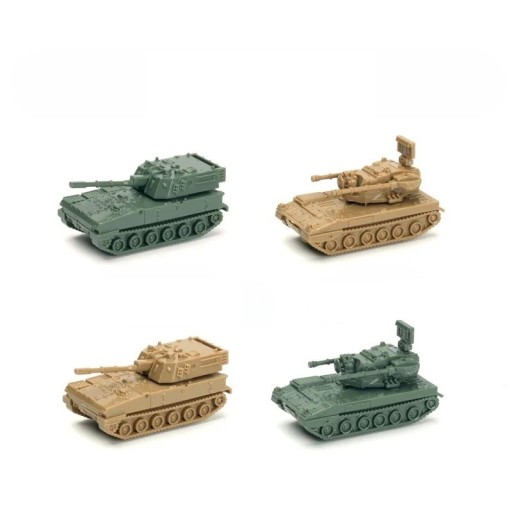 Zestaw 4 sztuk modeli wojskowej techniki PLZ-07 i PGZ-09 w skali 1:144 z ABS plastiku modele kolekcjonerskie do dekoracji i dla modelarzy