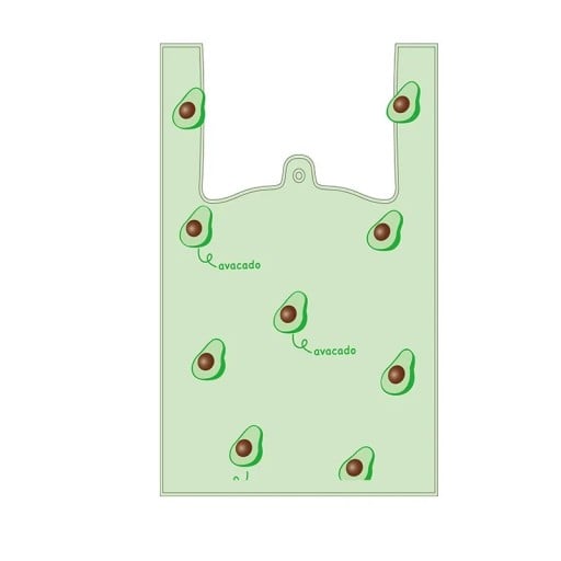 Zestaw 50 sztuk plastikowych torebek 36×20 cm torebki z nadrukiem w motyw awokado jasna zieleń do pakowania prezentów i drobiazgów