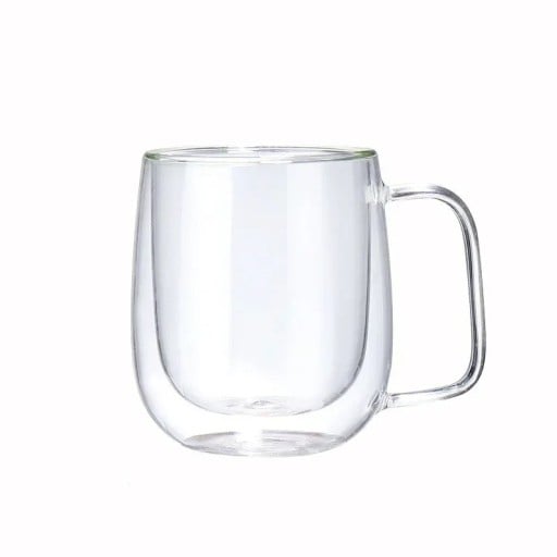 Zestaw 6 kubków szklanych z podwójnymi ściankami 250 ml 10,5 x 7,5 cm Kubki odporne na ciepło z kwadratowym uchwytem Szklanki termiczne do herbaty