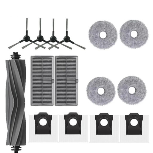 Zestaw akcesoriów do odkurzacza robotycznego 15 szt. główna szczotka, mopy, filtry, worki i zamiatacze do Dreame L10s Pro Ultra Heat i X30 Ultra