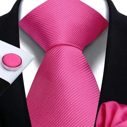 Zestaw jednokolorowego krawata, chusteczki i spinek do mankietów 148 x 7,5 cm Elegancki męski zestaw na śluby, oficjalne wydarzenia i spotkania biznesowe