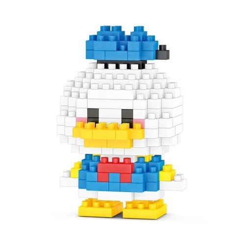 Zestaw konstrukcyjny dla dzieci Kaczor Donald 135 elementów Model 3D z kostek 4,6x4x6,6 cm Figurka składana Disney Kreatywna zabawka dla dzieci