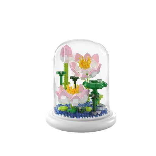 Zestaw mini lilii wodnej na lekkiej podstawie i w szklanej pokrywie 13,5 x 11,7 cm bateria AAA Dekoracja domu z zestawu Składana zabawka dla dzieci 660 sztuk