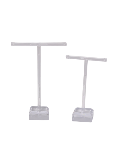 Zestaw stojaków na kolczyki 2 szt. 6 × 10 cm i 8 × 12 cm akrylowy stojak czarny i przezroczysty organizator na kolczyki na stół