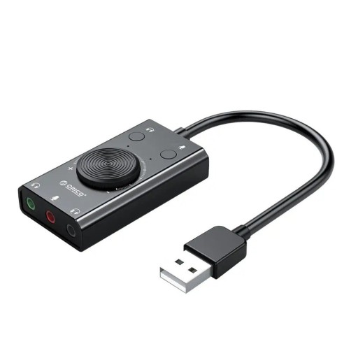 Zewnętrzna karta dźwiękowa USB z gniazdem audio 3,5 mm Adapter mikrofonu i słuchawek Regulacja głośności Stereo bez sterownika Plug and play