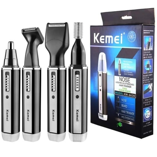 Zgura electrică de tuns părul 4 în 1 cu încărcare USB 13x2,4 cm cu ecran LCD pentru nas, urechi, sprâncene, barbă și corp