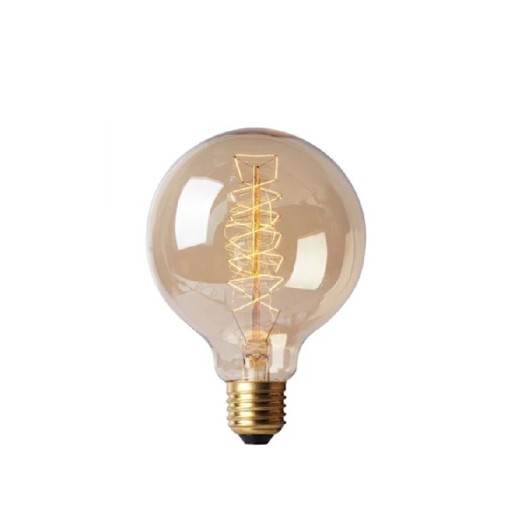 Žiarovka so špirálou G125 Kulatý tvar Patica E27 40 W 220 V Úhel svietenia 360° Jantárové sklo Rozmery 180 x 125 mm Do lustru aj závesné lampy