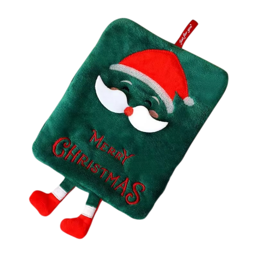 Zielony ręcznik na ręce Merry Christmas z pętelką i świąteczną postacią 18,7 x 23,7 cm wzmocniony polar szybkoschnący chłonny do kuchni i łazienki