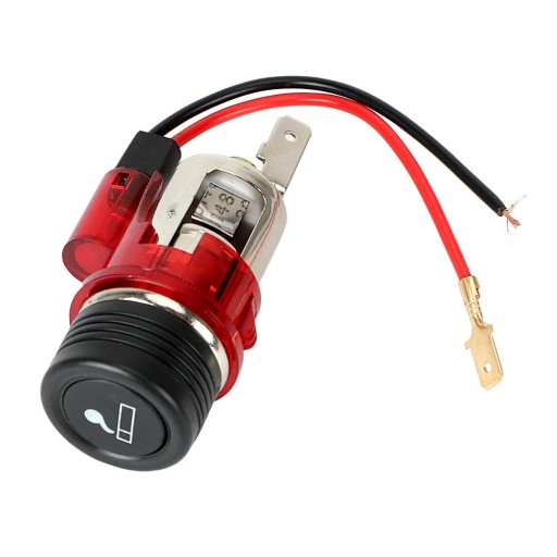 Zigarettenanzünder 12 V 120 W mit Steckdose und beleuchtetem transparenten Deckel zur Montage im Auto Anschlussleitungen 6,7 cm Abmessungen 7,3