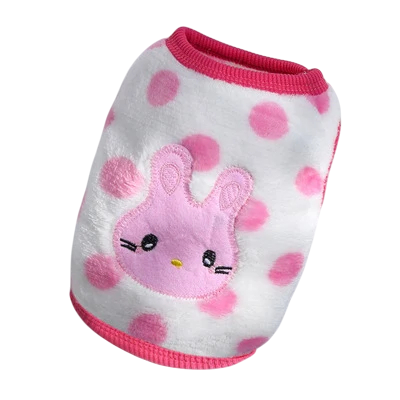Zimní obleček pro psa velikost L 45 cm hrudník 35 cm záda Teplý puntíkovaný overal s obrázkem králíka Pohodlné zimní oblečení pro psy 3.5–4.5 kg