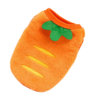 Zimní obleček pro psa velikost M 40 cm hrudník 30 cm záda Oranžový teplý overal ve tvaru mrkve s kapucí Pohodlné zimní oblečení pro psy 2–3.5 kg