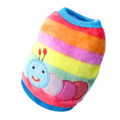 Zimní obleček pro psa velikost XL 50 cm hrudník 40 cm záda Barevný teplý overal s obrázkem stonožky Pohodlné zimní oblečení pro psy 4.5–6 kg