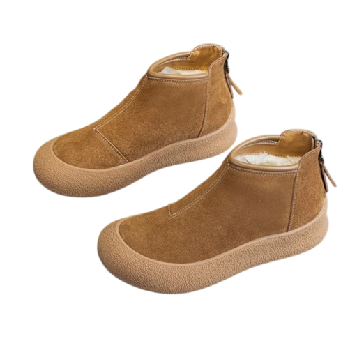 Zimowe buty damskie za kostkę Z wsuwanym zapięciem i futrzanym wykończeniem Grubsza podeszwa Materiał gumowy Na zimę i do codziennego noszenia
