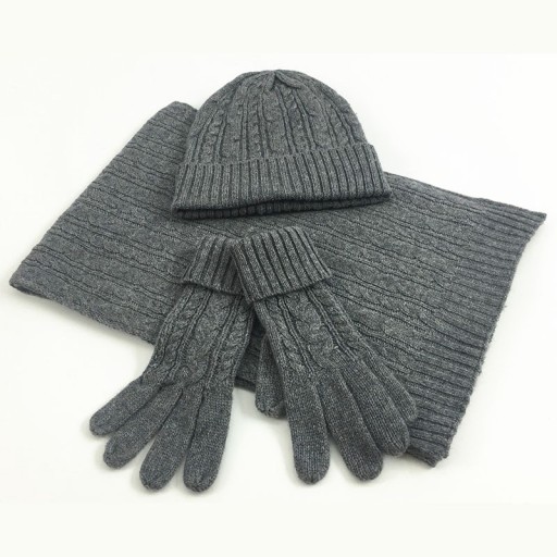 Zimowy zestaw damski czapka i szalik z rękawiczkami