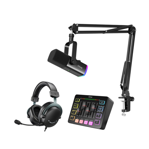 Živý audio mixážní pult k PC s RGB podsvícením, změnou hlasu, zvukovými efekty, redukcí šumu, XLR mikrofonem a headsetem