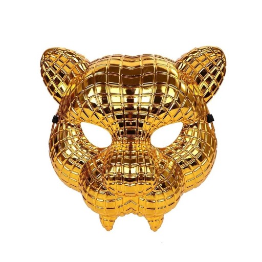 Zlatá zvířecia maska leopard plastový obličejový kryt s nastaviteľnými gumičkami Halloweenský kostým Cosplay karnevalová párty