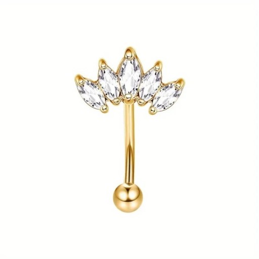 Zlatý piercing z nehrdzavejúcej ocele 8 x 1,2 mm Päť diamantov Jemný dekoratívny šperk do nosa ucha chrupavky