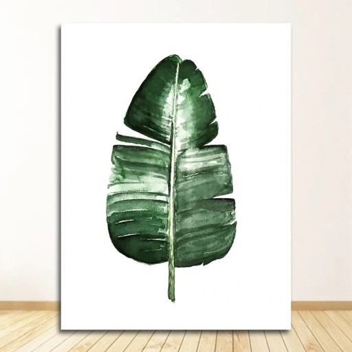 Zöld levél falikép 20x25 cm vászon botanikai motívum keret nélkül minimalista falidekoráció a nappaliba