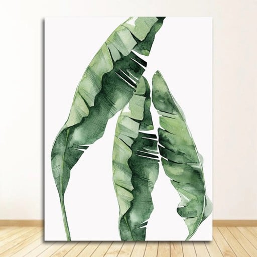 Zöld levelek mintájú falikép 50x75 cm vászon keret nélkül zöld dekoráció a nappaliba és hálószobába