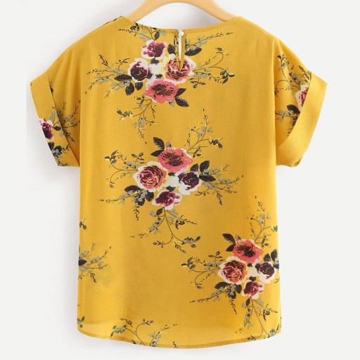 Żółta bluzka damska z kwiatami