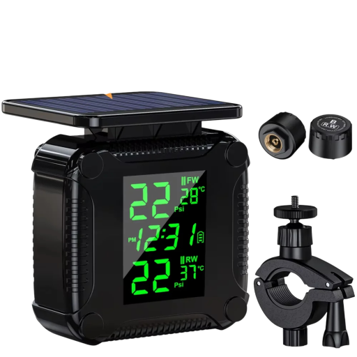 Zonne-TPMS M9 Draadloos systeem voor het bewaken van bandenspanning en temperatuur Kleuren display voor motorfiets