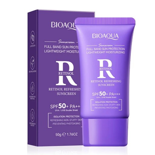 Zonnebrandcrème SPF 50 PA+++ voor gezicht, lichaam en nek met retinol 50 g hydraterende zonneblokkering met verhelderende werking bescherming tegen UVA en UVB