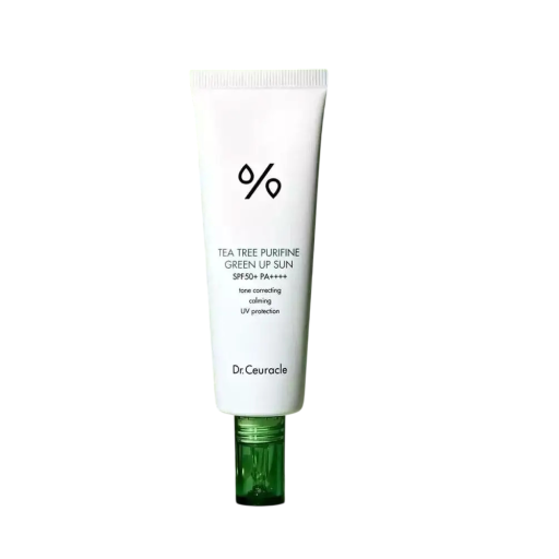 Zonnebrandcrème voor het gezicht SPF 50+ 50 ml met tea tree olie Kalmering en egalisatie van de huidtint Vette vrije textuur Voor dagelijkse verzorging