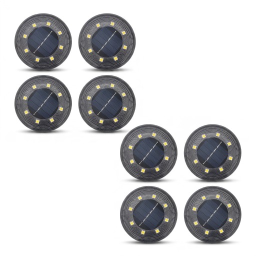 Zonnegrondlampen 8 stuks Waterdichte IP68 LED lampen met prik 10,1 x 8,6 cm Warm licht Verlichting van paden, binnenplaatsen, gazons en tuinen