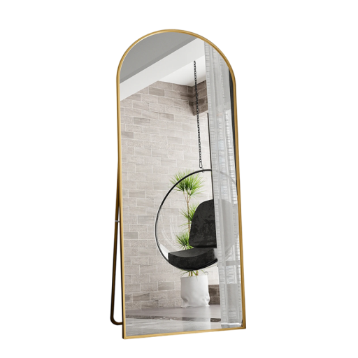Zrcadlo do celé výšky obloukové 180 x 80 cm Tvrzené sklo a hliníkový rám Nastavitelná opěra Na postavení i zavěšení do ložnice
