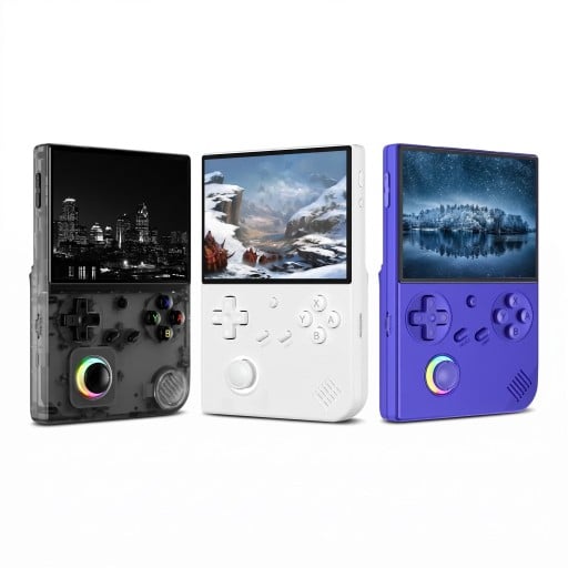 Zsebkészülék játékkonzol 5000 játékkal és 64 GB memóriával, 4 hüvelykes IPS kijelzővel, RGB joystickkal, videokimenettel és MP4