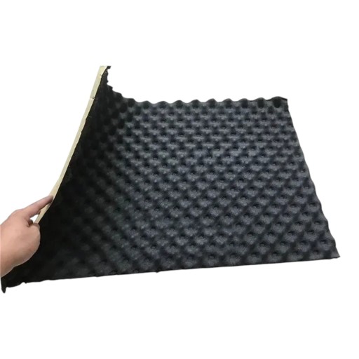 Zvuková izolace do auta Samolepicí akustická rohož 80 x 25 cm Zvukově pohltivá Vlnitý povrch Voděodolná Černá Na podlahu i podběhy