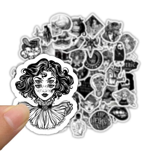 Zwart-wit stickers 50 stuks E97
