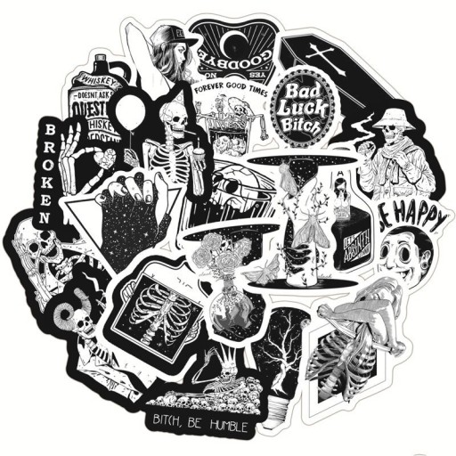 Zwart-wit stickers 50 stuks E97