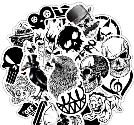 Zwart-wit stickers 50 stuks E97