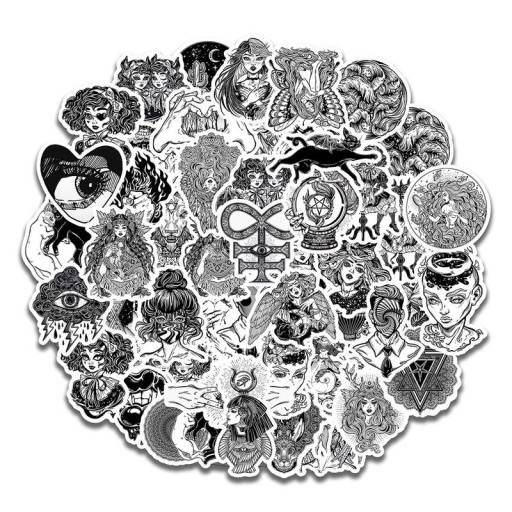 Zwart-wit stickers 50 stuks E97