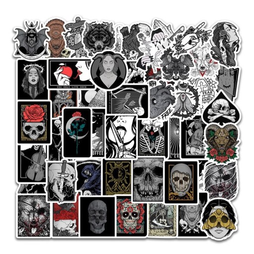 Zwart-wit stickers 50 stuks E97