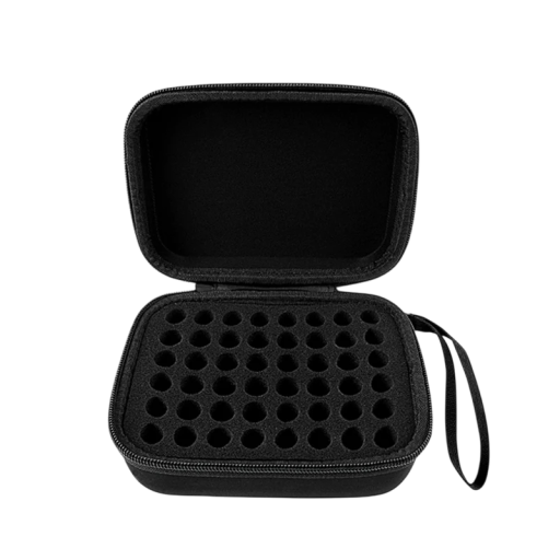 Zwarte batterijdoos 13x6,5x17 cm Opbergdoos voor 48x AA-batterijen Kunststof organizer met deksel voor veilige opslag en transport van cellen