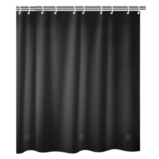 Zwarte douchegordijn 180x180 cm Waterdicht badkamergordijn tegen schimmel Ultra glad oppervlak Haken en roestvrijstalen ringen