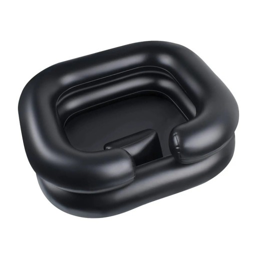 Zwarte draagbare opblaasbare shampoobak 58×52×19cm voor het wassen van haar zittend en liggend bij het bed lichte spoelbak voor haar voor thuiszorg